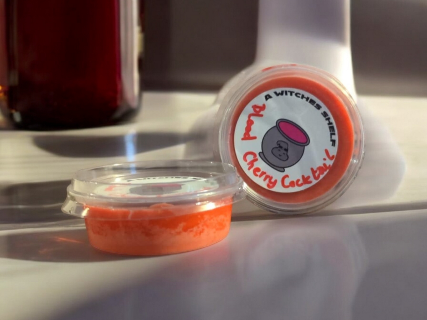 100 percent eco soy 2oz pot (100g) wax melt in the scent Blood Cherry cocktail.